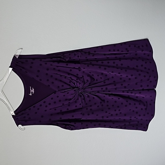 Lane Bryant Witchy Goth purple twist front polka dot top 22/24 - Picture 1 of 5